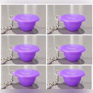 Tupperware Impressions Bowl Keychain with Glitter Grape Fizz Color New 6pcs